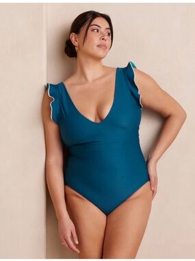 summersalt Teal Ruffle Backflip One-Piece Swimsuit